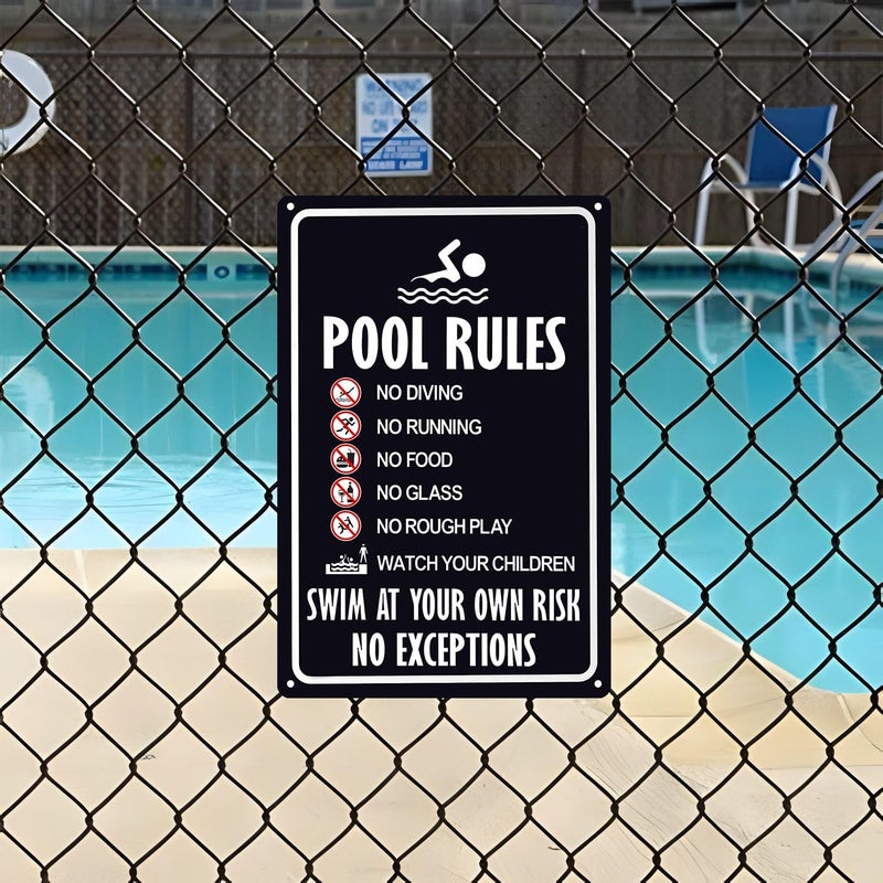 CrazySign Pool Rules Sign Warning Swim At Your Own Risk Vintage Tin Sign for Swimming Pool Water Park Beach Decor 8x12 Inches (3131) - Image 5